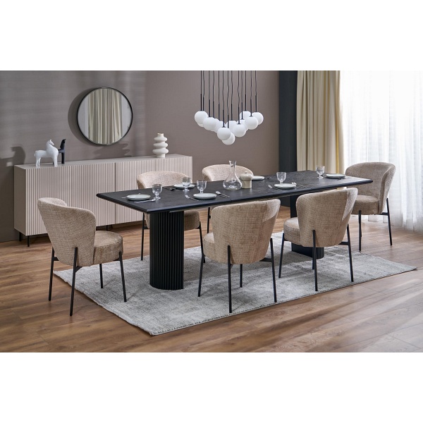 Stół BOLERO rozkładany 160-250x90x78 cm dąb naturalny/czarny - Halmar