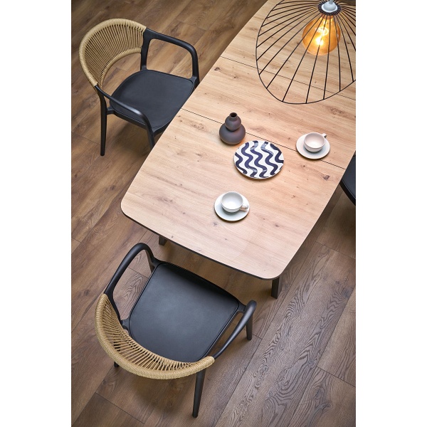 Stół BARRIL rozkładany 130-170x80x72 cm dąb artisan/czarny - Halmar
