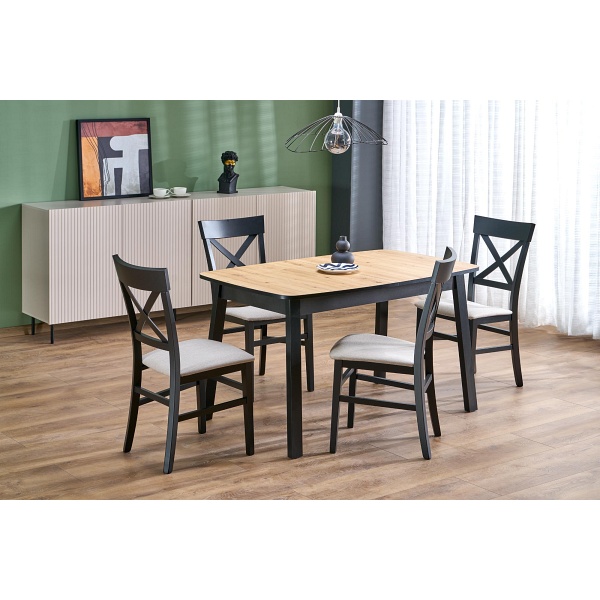 Stół BARRIL rozkładany 130-170x80x72 cm dąb artisan/czarny - Halmar