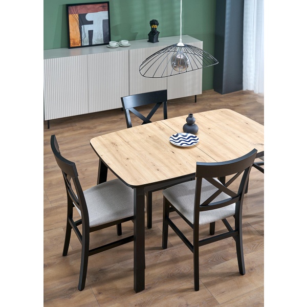 Stół BARRIL rozkładany 130-170x80x72 cm dąb artisan/czarny - Halmar