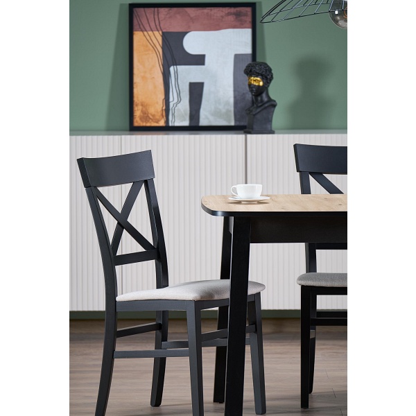 Stół BARRIL rozkładany 130-170x80x72 cm dąb artisan/czarny - Halmar