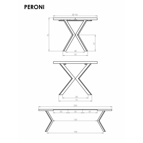 Stół PERONI rozkładany orzech - czarny - Halmar