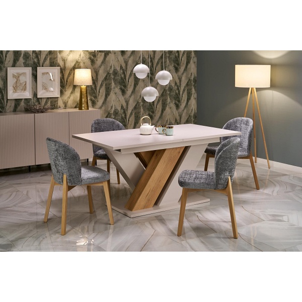 Stół BRANDON rozkładany 160-200/90 cm kaszmir/dąb cremona - Halmar