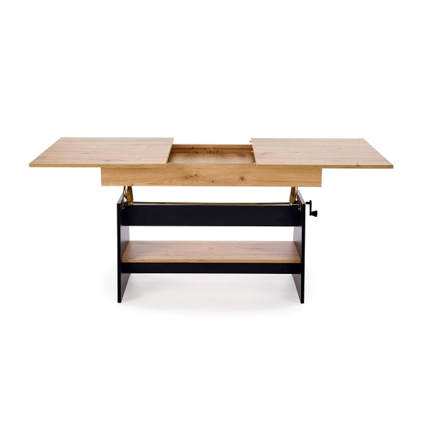 Stół ERIKA ławo rozkładany dąb artisan / czarny - Halmar