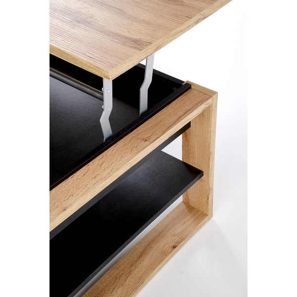 Ława BETTY z podnoszonym blatem dąb artisan / czarny - Halmar