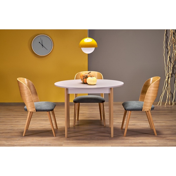 Stół PIVOT rozkładany 102-142x102x75 cm, blat - kaszmir, nogi - naturalny - Halmar