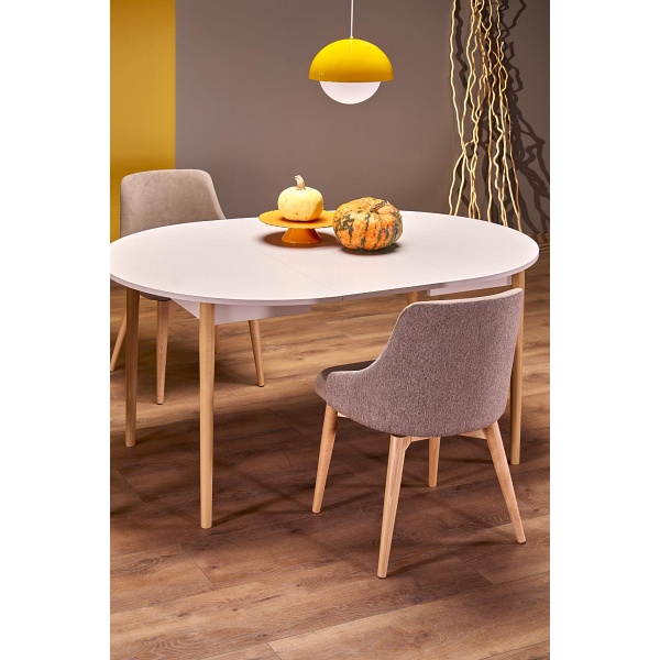 Stół PIVOT rozkładany 102-142x102x75 cm, blat - kaszmir, nogi - naturalny - Halmar