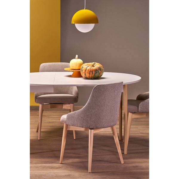 Stół PIVOT rozkładany 102-142x102x75 cm, blat - kaszmir, nogi - naturalny - Halmar