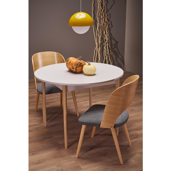 Stół PIVOT rozkładany 102-142x102x75 cm, blat - kaszmir, nogi - naturalny - Halmar