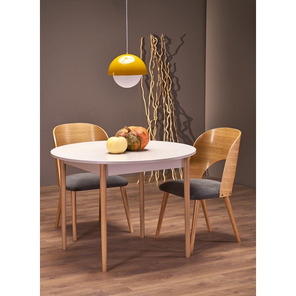 Stół PIVOT rozkładany 102-142x102x75 cm, blat - kaszmir, nogi - naturalny - Halmar