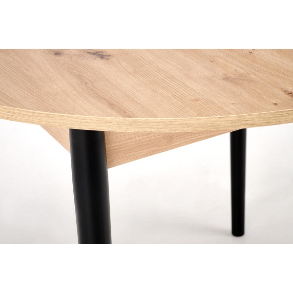 Stół PIVOT rozkładany 102-142x102x75 cm, blat - dąb artisan, nogi - czarny - Halmar