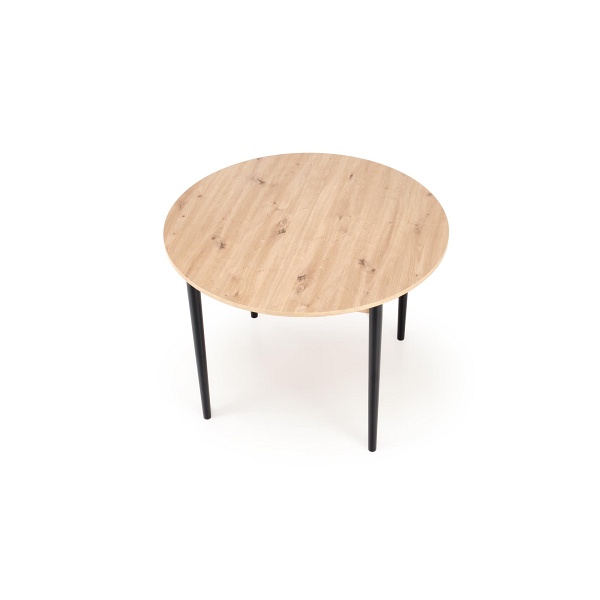 Stół PIVOT rozkładany 102-142x102x75 cm, blat - dąb artisan, nogi - czarny - Halmar