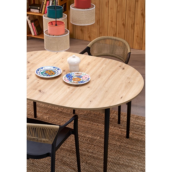 Stół PIVOT rozkładany 102-142x102x75 cm, blat - dąb artisan, nogi - czarny - Halmar