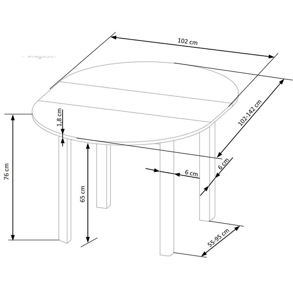 Stół RINGO kolor blat kaszmir, nogi - czarny - Halmar