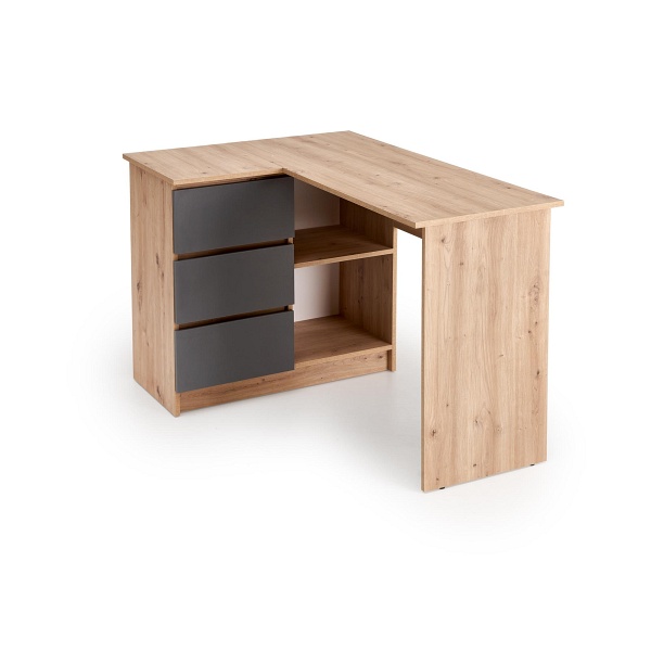 Biurko BEGA , dąb artisan / grafitowy - Halmar