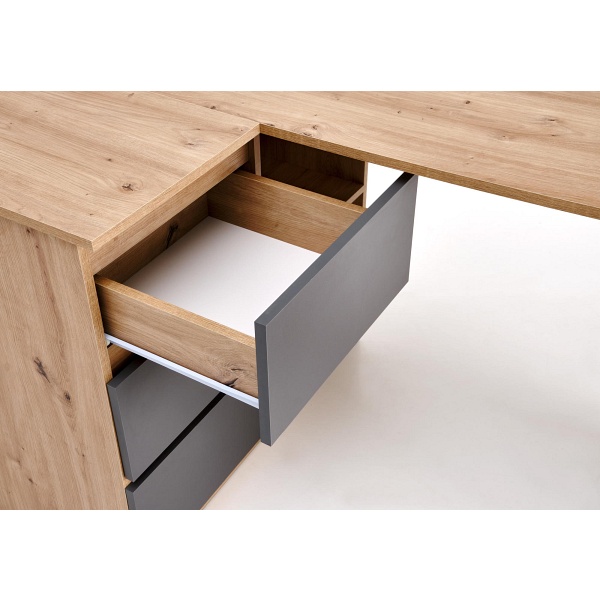 Biurko BEGA , dąb artisan / grafitowy - Halmar