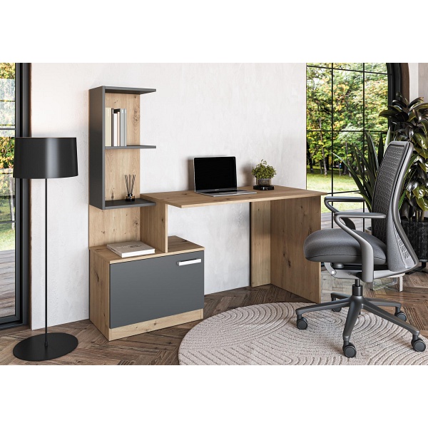 Biurko MISO , grafitowy / dąb artisan - Halmar