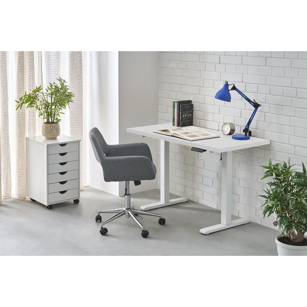 Biurko B54 z funkcją regulacji wysokości, blat - biały, stelaż - biały - Halmar