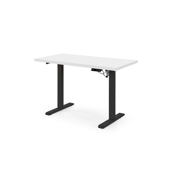 Biurko B54 z funkcją regulacji wysokości, blat - biały, stelaż - czarny - Halmar