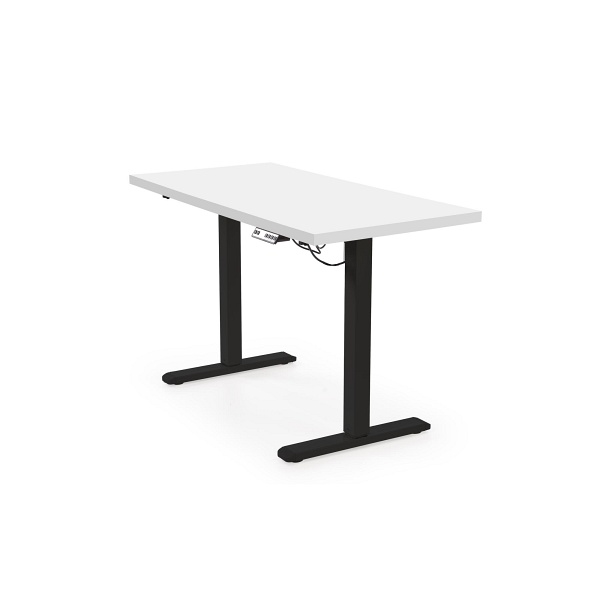 Biurko B54 z funkcją regulacji wysokości, blat - biały, stelaż - czarny - Halmar