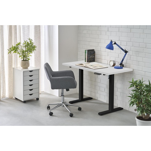 Biurko B54 z funkcją regulacji wysokości, blat - biały, stelaż - czarny - Halmar