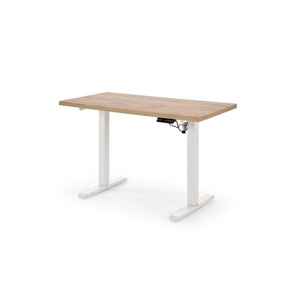 Biurko B54 z funkcją regulacji wysokości, blat - dąb artisan, stelaż - biały - Halmar