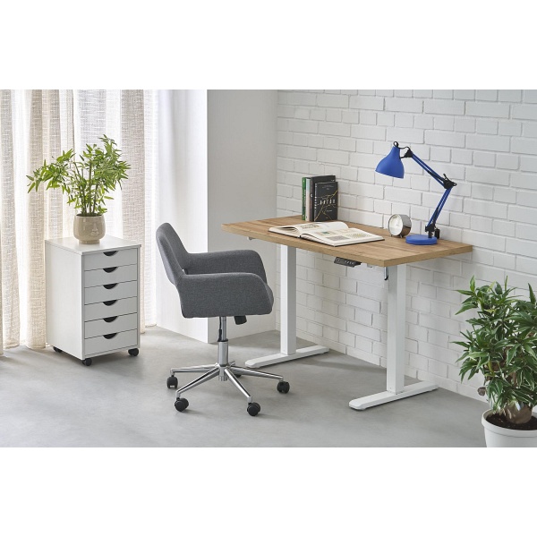 Biurko B54 z funkcją regulacji wysokości, blat - dąb artisan, stelaż - biały - Halmar