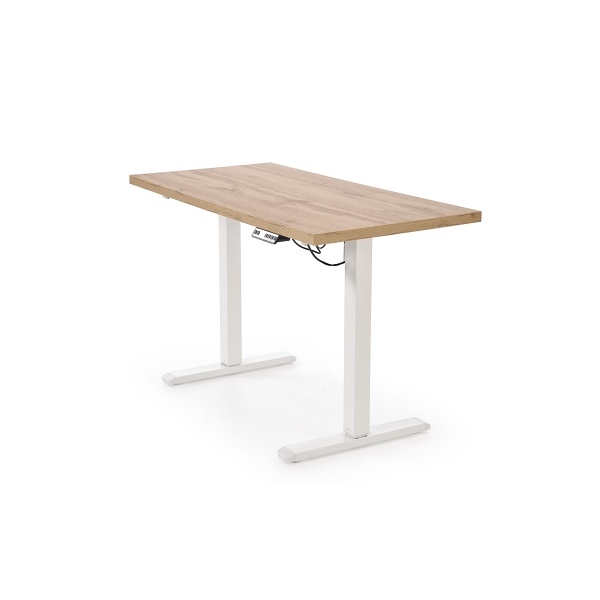 Biurko B54 z funkcją regulacji wysokości, blat - dąb artisan, stelaż - biały - Halmar