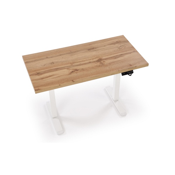 Biurko B54 z funkcją regulacji wysokości, blat - dąb artisan, stelaż - biały - Halmar