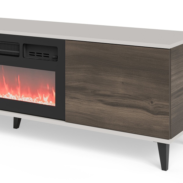 Stolik RANDOM 2 RTV-K RTV 180 cm z kominkiem kaszmir / orzech / czarny - Halmar