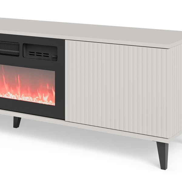 Stolik RANDOM 2 RTV-K RTV 180 cm z kominkiem kaszmir / orzech / czarny - Halmar