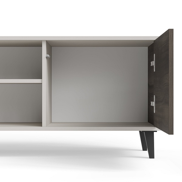 Stolik RANDOM 2 RTV-K RTV 180 cm z kominkiem kaszmir / orzech / czarny - Halmar