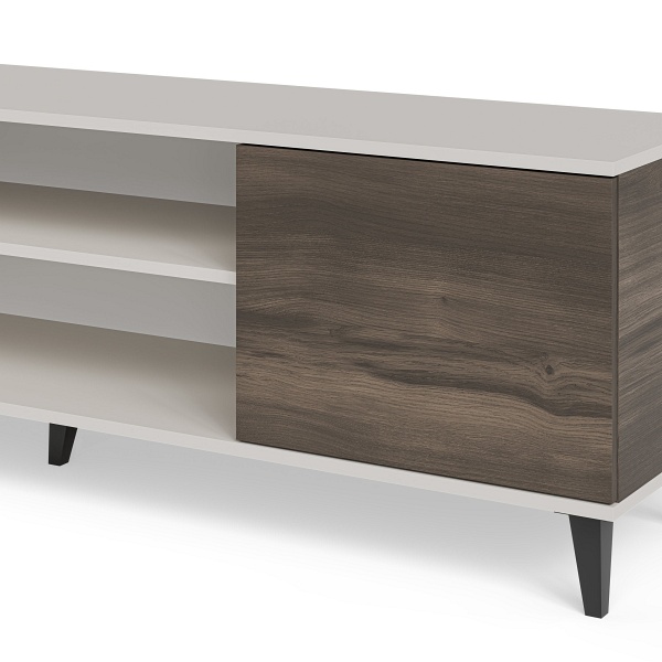 Stolik RANDOM 2 RTV-K RTV 180 cm z kominkiem kaszmir / orzech / czarny - Halmar