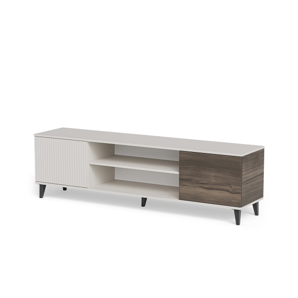 Stolik RANDOM 2 RTV-K RTV 180 cm z kominkiem kaszmir / orzech / czarny - Halmar