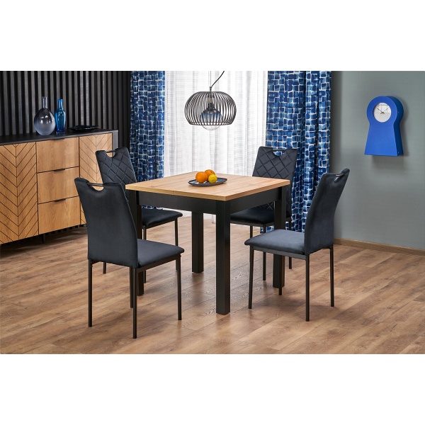 Stół QUBIK rozkładany 80-200/80/76 cm dąb artisan/czarny - Halmar
