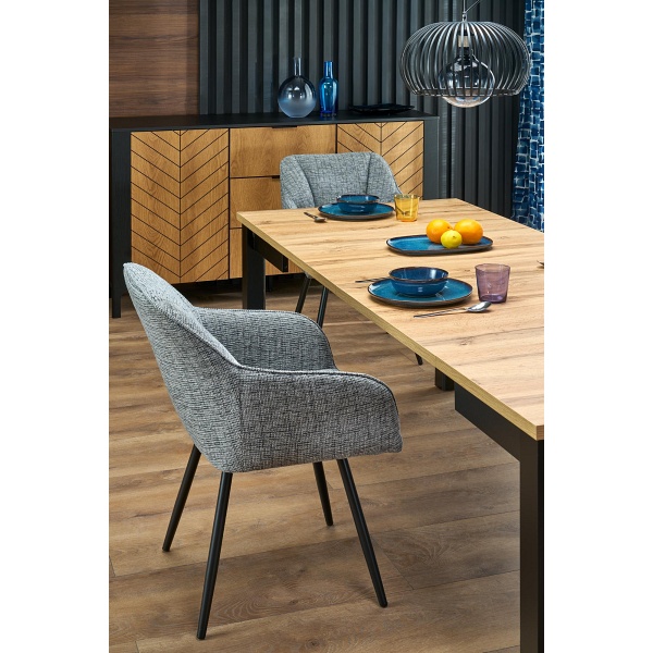 Stół QUBIK rozkładany 80-200/80/76 cm dąb artisan/czarny - Halmar