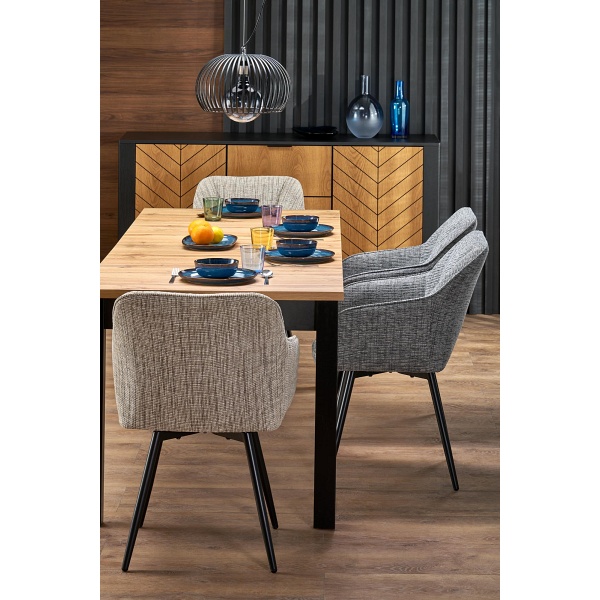 Stół QUBIK rozkładany 80-200/80/76 cm dąb artisan/czarny - Halmar