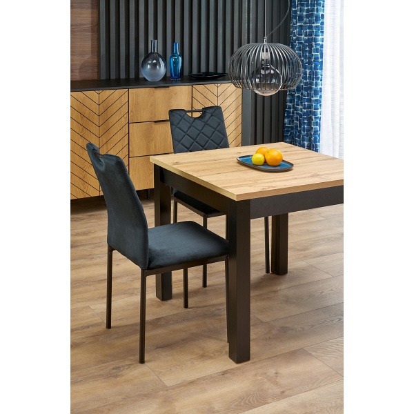Stół QUBIK rozkładany 80-200/80/76 cm dąb artisan/czarny - Halmar