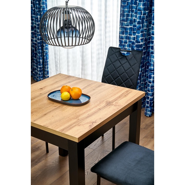 Stół QUBIK rozkładany 80-200/80/76 cm dąb artisan/czarny - Halmar