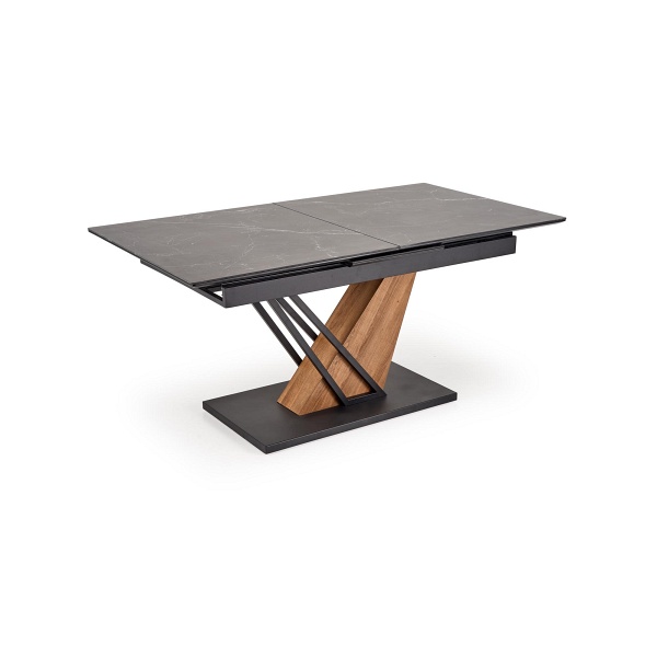 Stół VOLANT 160 rozkładany, blat - czarny marmur, nogi - dąb złoty / czarny - Halmar