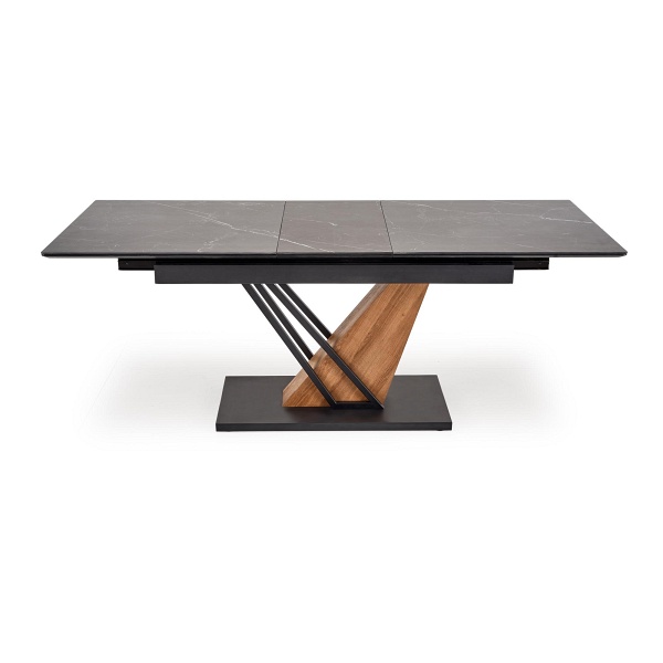 Stół VOLANT 140 rozkładany, blat - czarny marmur, nogi - dąb złoty / czarny - Halmar