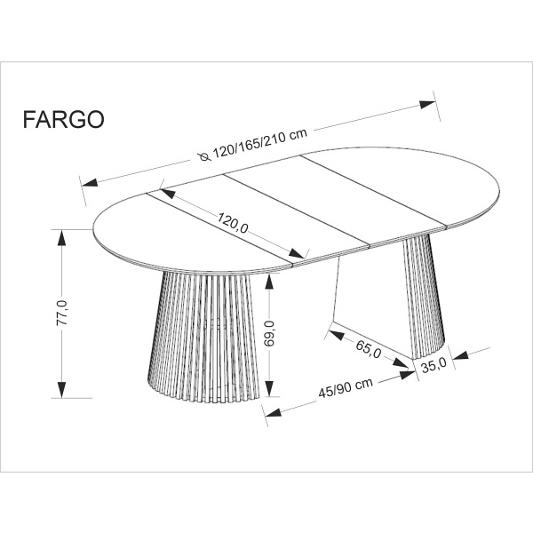 Stół FARGO rozkładany, blat - naturalny, nogi - naturalny - Halmar