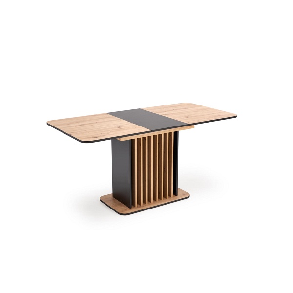 Stół WILSON rozkładany, blat - dąb artisan / czarny, nogi - dąb artisan / czarny - Halmar