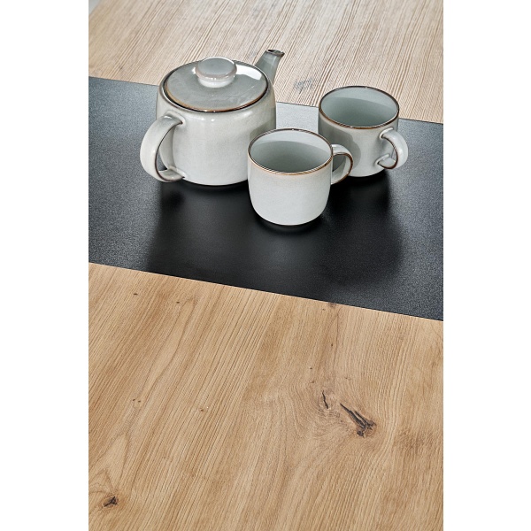 Stół WILSON rozkładany, blat - dąb artisan / czarny, nogi - dąb artisan / czarny - Halmar