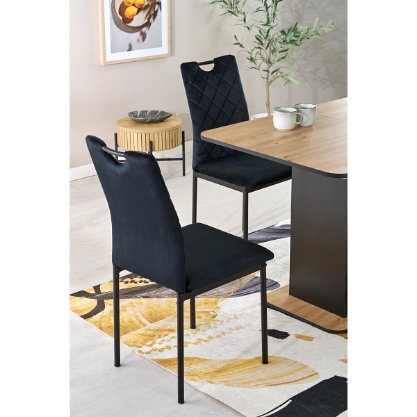 Stół WILSON rozkładany, blat - dąb artisan / czarny, nogi - dąb artisan / czarny - Halmar