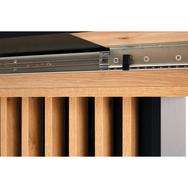 Stół WILSON rozkładany, blat - dąb artisan / czarny, nogi - dąb artisan / czarny - Halmar