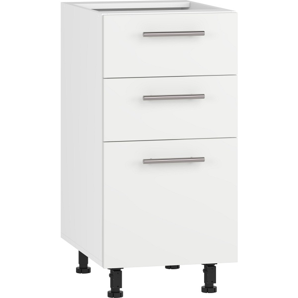 Szafka VENTO D3S-40/82 dolna z szufladami, mechanizm Hettich front: biały mat - Halmar