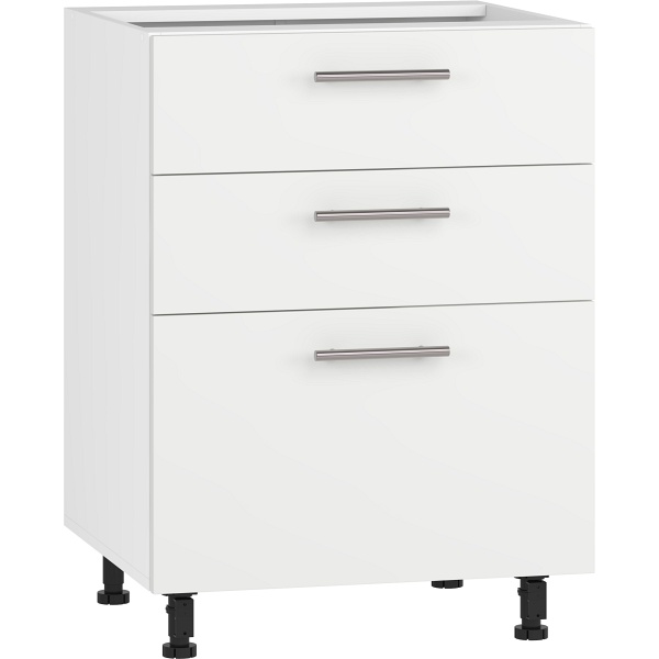 Szafka VENTO D3S-60/82 dolna z szufladami, mechanizm Hettich front: biały mat - Halmar