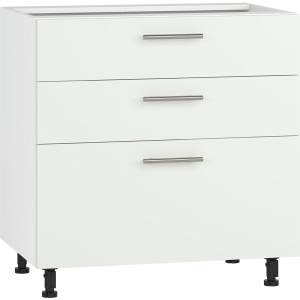 Szafka VENTO D3S-80/82 dolna z szufladami, mechanizm Hettich front: biały mat - Halmar
