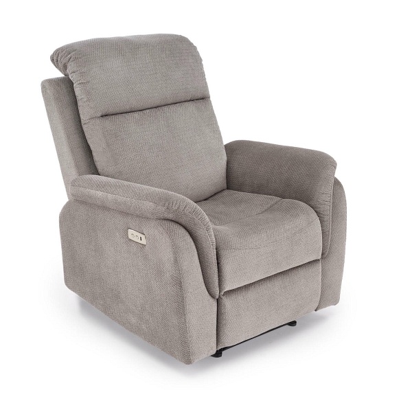 Fotel GALEON wypoczynkowy z funkcją elektrycznego rozkładania, popielaty - Halmar